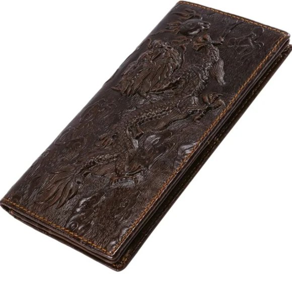 Men's Genuine Leather Long Bifold wallet RFID - Picture 5 of 11